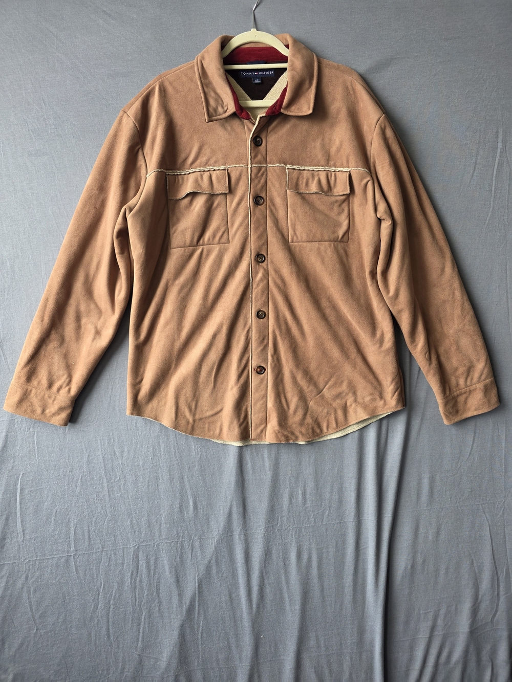Tommy Hilfiger Men's Large Brown Fleece Lined Shirt Jacket Shacket